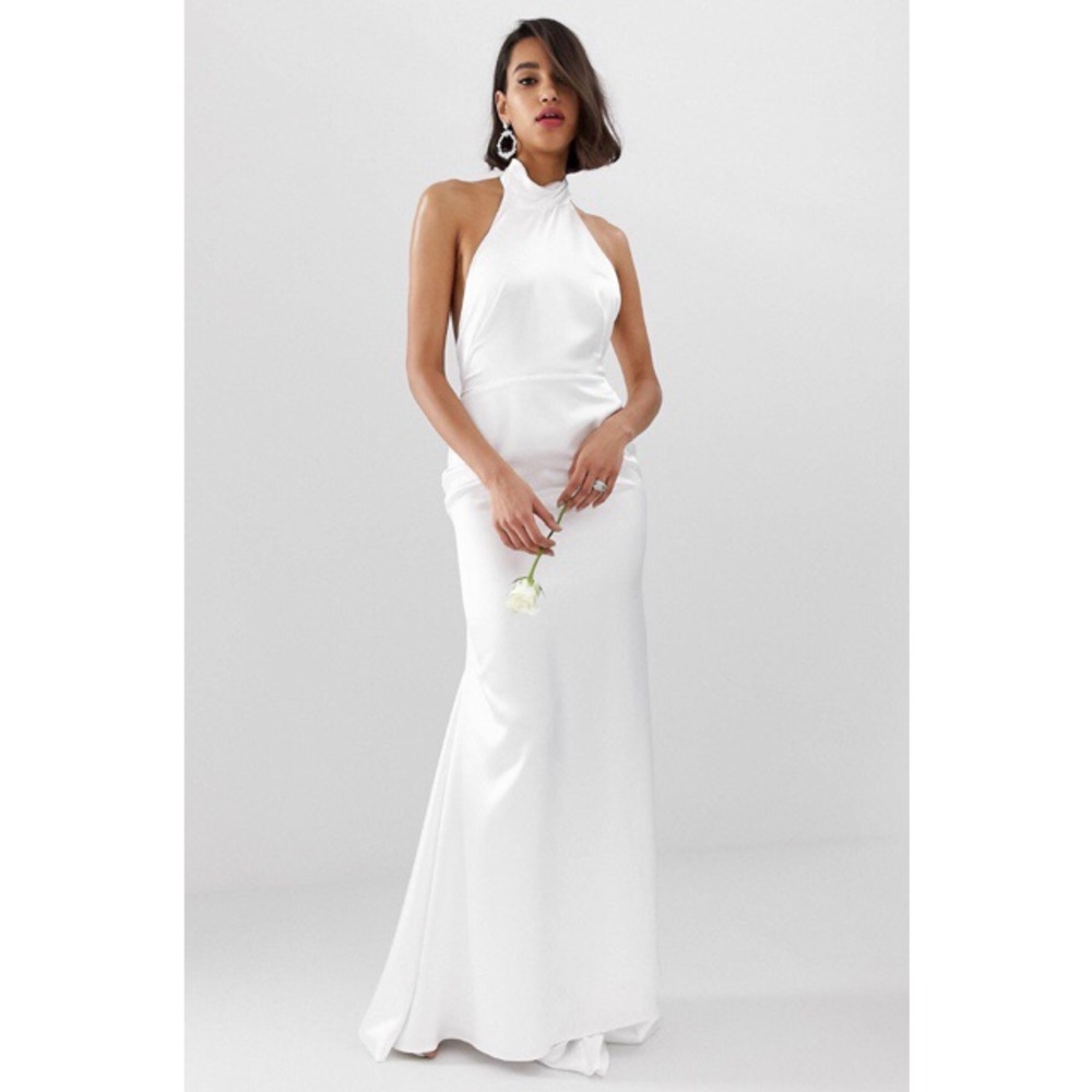 ASOS HALTER BACKLESS MAXI WEDDING GOWN